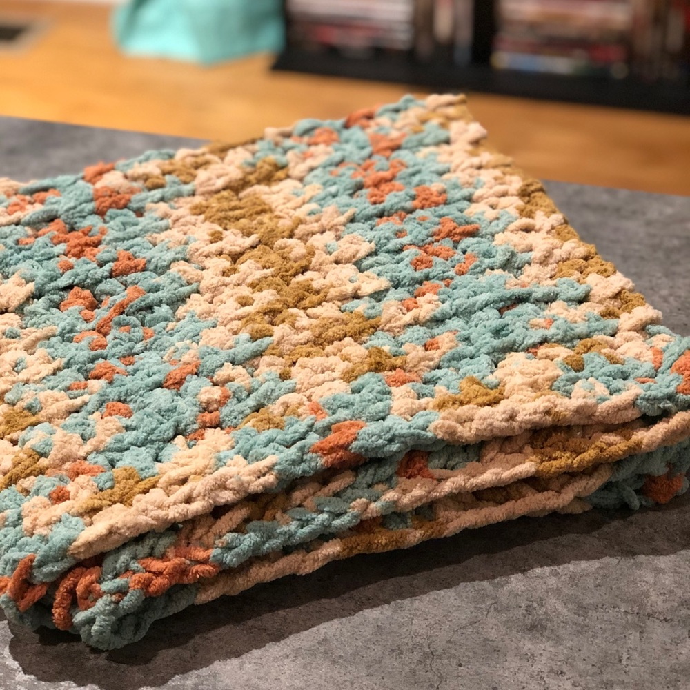 Handmade crocheted baby blanket.